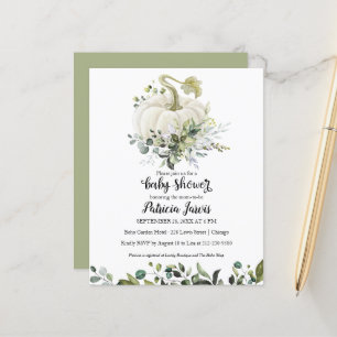 Greenery Pumpkin Budget Baby Shower Invitation