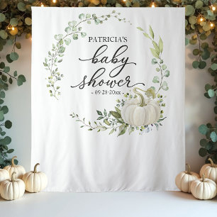 Greenery Pumpkin Fall Baby Shower Backdrop Tapestry