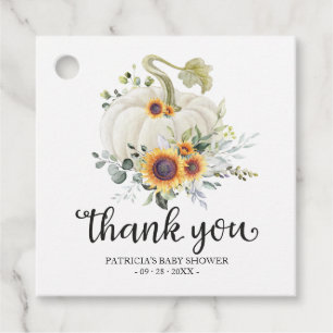 Greenery Pumpkin Fall Baby Shower Thank You Favour Tags