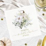 Greenery Pumpkin Fall Bridal Shower Napkins<br><div class="desc">Delicate watercolor greenery fall-themed bridal shower napkins. Easy to personalize with your details. Please get in touch with me via chat if you have questions about the artwork or need customization. PLEASE NOTE: For assistance on orders,  shipping,  product information,  etc.,  contact Zazzle Customer Care directly https://help.zazzle.com/hc/en-us/articles/221463567-How-Do-I-Contact-Zazzle-Customer-Support-.</div>