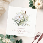 Greenery Pumpkin Fall Bridal Shower Napkins<br><div class="desc">Delicate watercolor greenery fall-themed bridal shower napkins. Easy to personalize with your details. Please get in touch with me via chat if you have questions about the artwork or need customization. PLEASE NOTE: For assistance on orders,  shipping,  product information,  etc.,  contact Zazzle Customer Care directly https://help.zazzle.com/hc/en-us/articles/221463567-How-Do-I-Contact-Zazzle-Customer-Support-.</div>