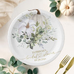 Greenery Pumpkin Fall Bridal Shower Paper Plate<br><div class="desc">Delicate watercolor greenery fall-themed bridal shower paper plate. Easy to personalize with your details. Please get in touch with me via chat if you have questions about the artwork or need customization. PLEASE NOTE: For assistance on orders,  shipping,  product information,  etc.,  contact Zazzle Customer Care directly.</div>