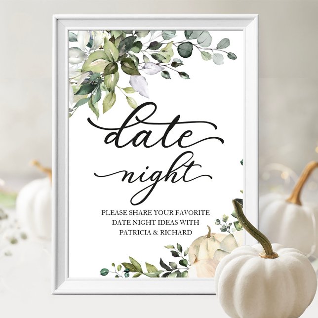 Greenery Pumpkin Fall Date Night Jar Sign (Creator Uploaded)