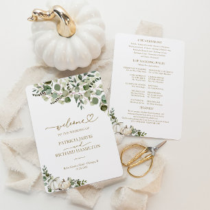 Greenery Pumpkin Fall Wedding Ceremony Program