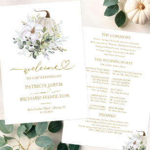 Greenery Pumpkin Fall Wedding Ceremony Program