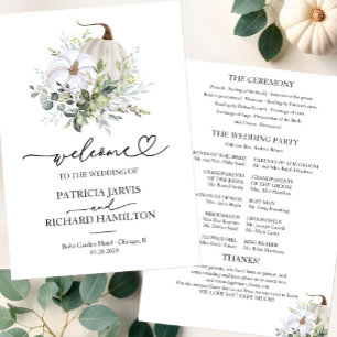 Greenery Pumpkin Fall Wedding Ceremony Program