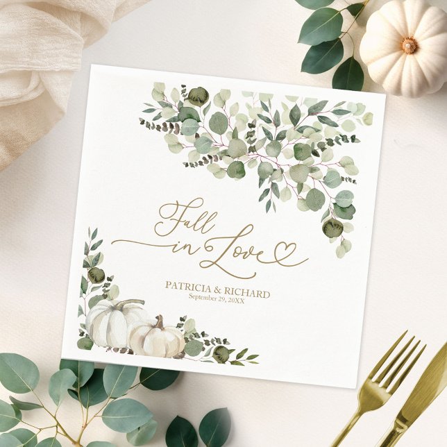 Greenery Pumpkin Fall Wedding Napkin (Creator Uploaded)