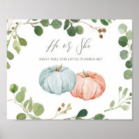 Greenery Pumpkin Gender Reveal Welcome Decoration