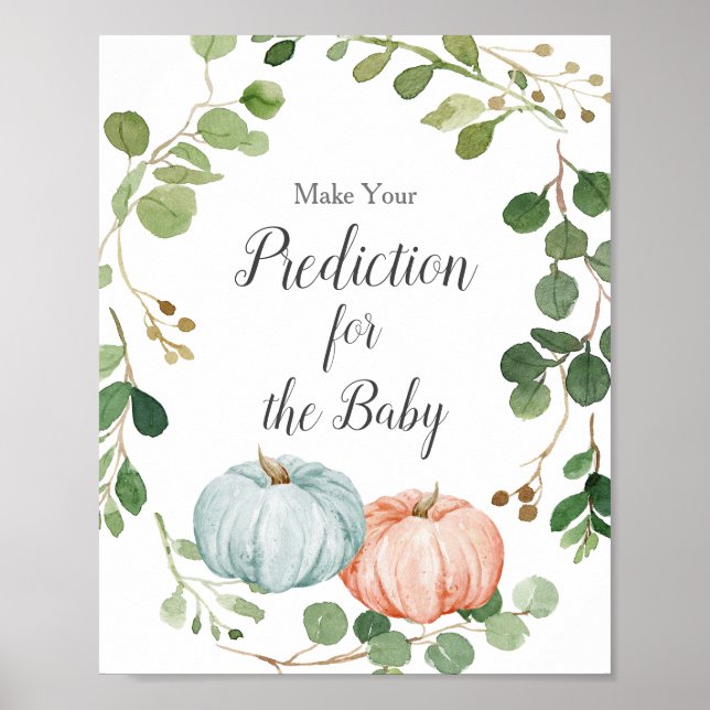 Greenery Pumpkin Predictions for baby Poster (Front)