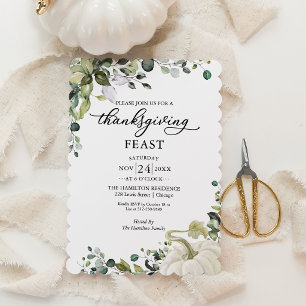 Greenery Pumpkin Thanksgiving Feast Invitation