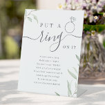 Greenery put a ring on it bridal shower game pedestal sign<br><div class="desc">Entertain your guests with this fun put a ring on it bridal shower ring game,  features watercolor botanical foliage greenery design and stylish modern script,  simple and elegant,  great for modern rustic bridal shower,  botanical garden wedding parties. 
See all the bridal shower games in collection.</div>