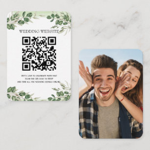 Greenery QR Code  and Photo Enclosure Invitation