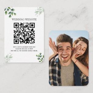 Greenery QR Code and Photo Enclosure Invitation