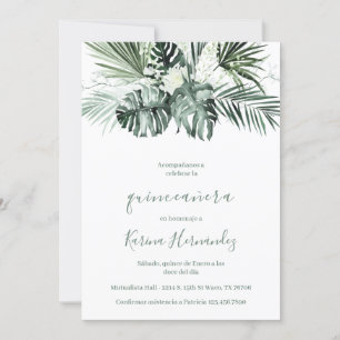 Greenery quinceanera invitation in spanish