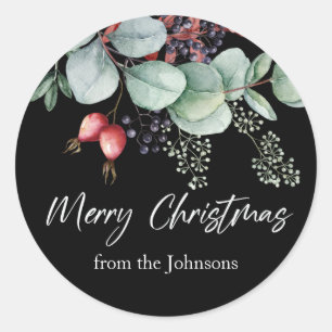 Greenery Red Green Black Christmas Sticker