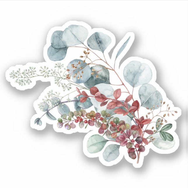 Greenery Red Green Christmas Sticker (Front)