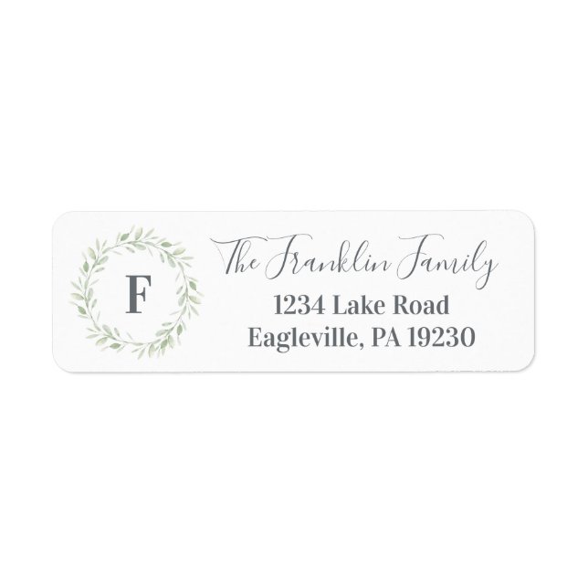 Greenery Return Address Labels, Baby shower Return (Front)