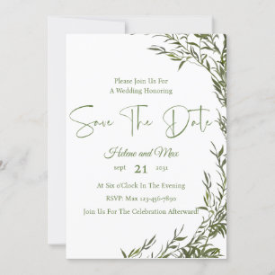 Greenery Romantic Photo Save The Date Invitation