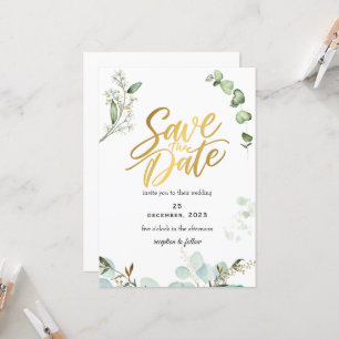 Greenery Romantic Save The Date Invitation