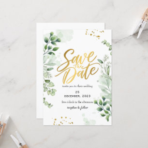 Greenery Romantic Save The Date Invitation