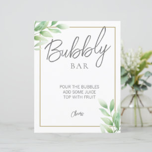 Greenery Rustic Bridal Shower Bubbly Bar Sign