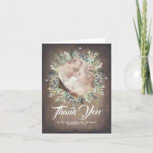 Greenery Rustic Country Wedding Thank You Photo Card