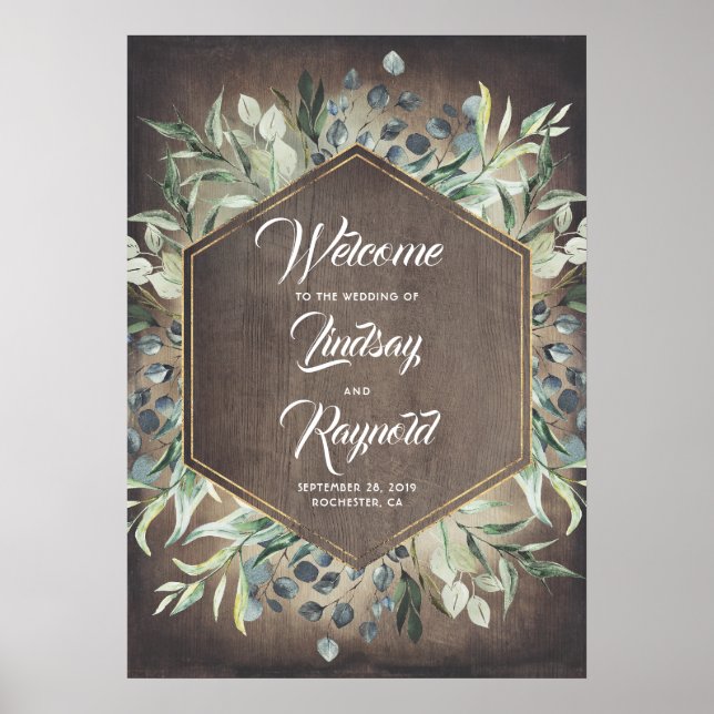 Greenery Rustic Country Wedding Welcome Poster (Front)