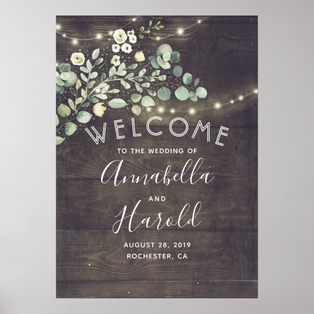 Greenery Rustic Country Wedding Welcome Poster (Front)