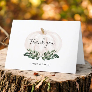 Greenery Rustic Little Pumpkin Folded Thank You
