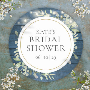  Greenery Rustic String Lights Bridal Shower Classic Round Sticker