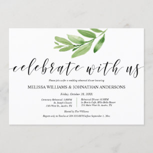 Greenery Rustic Wedding Rehearsal and Dinner Invitation