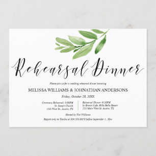 Greenery Rustic Wedding Rehearsal and Dinner Invitation