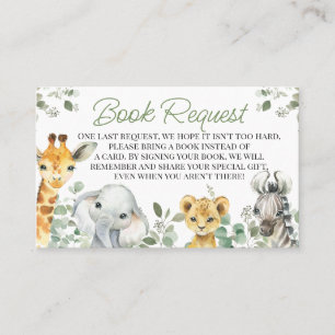 Greenery Safari Baby Shower Book Request Insert