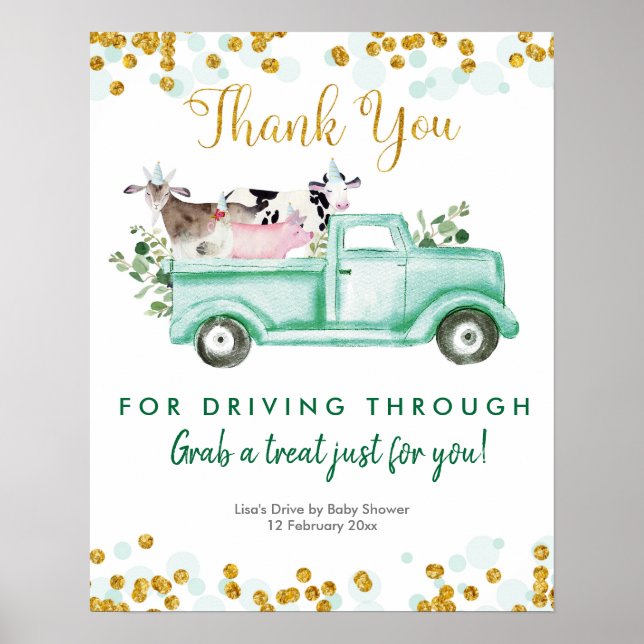 Greenery Safari Drive by Party Sign (Front)