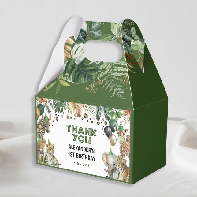 Greenery Safari Jungle Wild Animals Balloons Party Favor Box (Creator Uploaded)