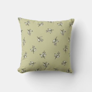 Greenery sage green rustic floral throw pillow