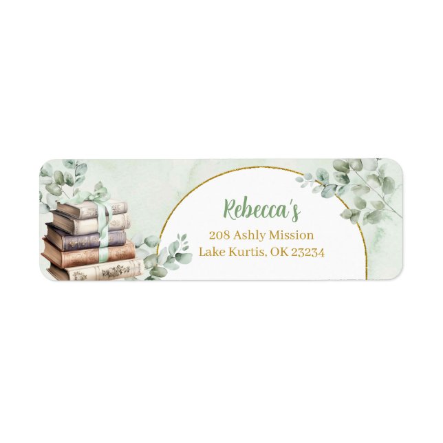 Greenery Sage Storybook Baby Shower Address Label (Front)