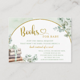 Greenery Sage Storybook Baby Shower Book For Baby Enclosure Card