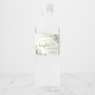 Greenery Sage Storybook Baby Shower Water Bottle Label