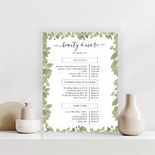 Greenery Salon Price List   Poster