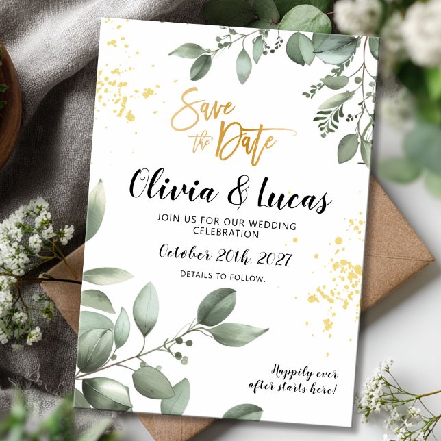 Greenery save the date card (Creator Uploaded)