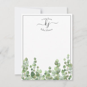 Greenery Script   From The Desk Of Note Card
