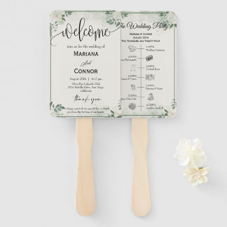 Greenery Script Timeline Program Invitation Hand F Fan