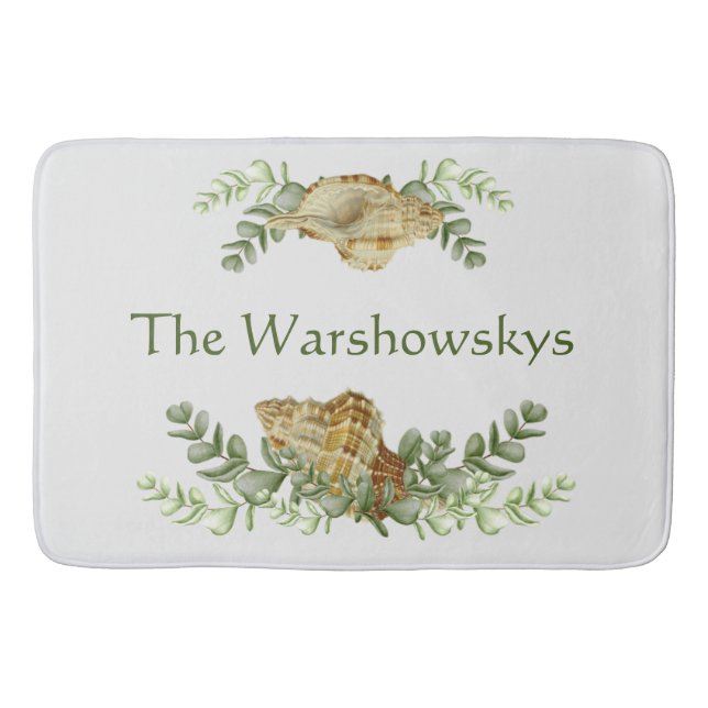 Greenery Seashell Nautical Cream Shells Coastal 3  Bath Mat (Front)