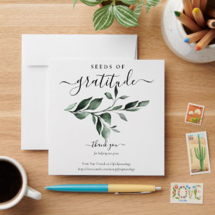 Greenery Seeds of Gratitude Gift Seed Packet Envel Envelope