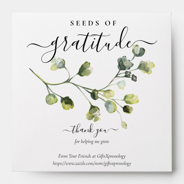 Greenery Seeds of Gratitude Gift Seed Packet Envelope (Front)