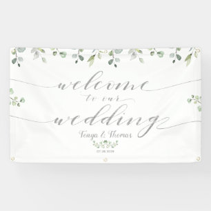 Greenery & Silver Fancy Font Calligraphy Welcome Banner