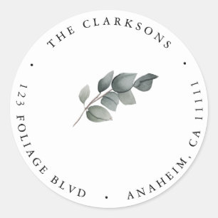 Greenery Simple Round Return Address Label