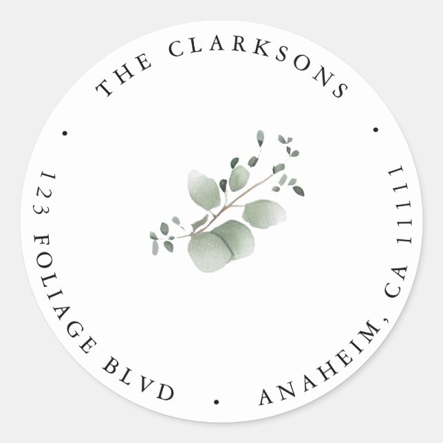Greenery Simple Round Return Address Label (Front)