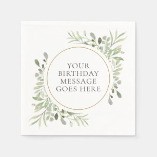 Greenery Soft Eucalyptus Foliage Leaves Birthday Napkin